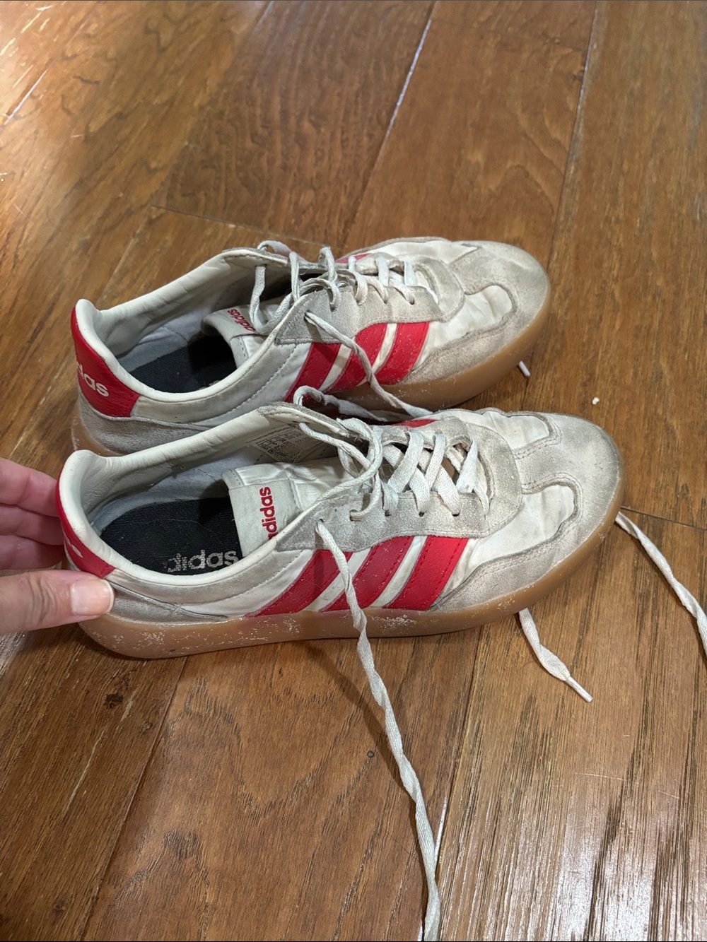 adidas off white Sneakers with Red Stripes